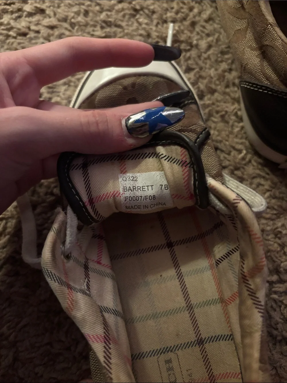 Vintage Coach barrett Brown Signature Canvas Low-Top Sneakers with White Accents